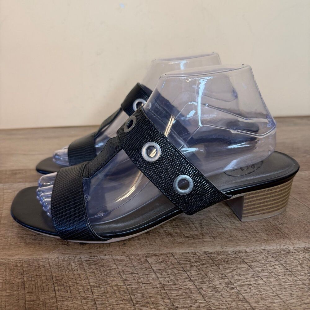 Size 9 LifeStride Women's Heritage Block Heel Strappy Sandals black shoes